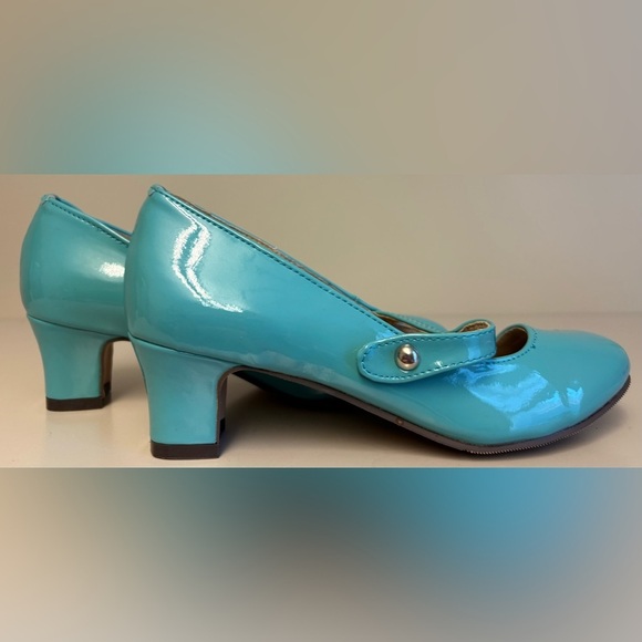 Mari Mari Teal patent leather Mary Janes Low-Heeled Pumps Glossy Finish size 7 - Picture 6 of 7